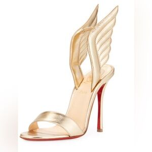 Louboutin Samotresse 100 Napa Laminata G003 Light Gold 38.5